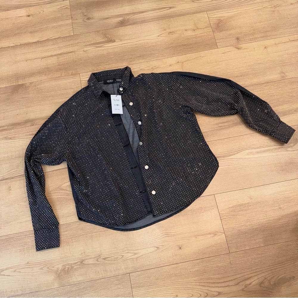 AKIRA Black Shirt with Silver Accents